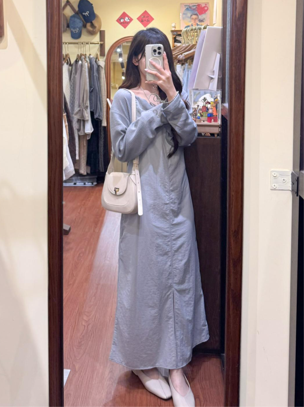 [SALE] 索索料修腰連身裙