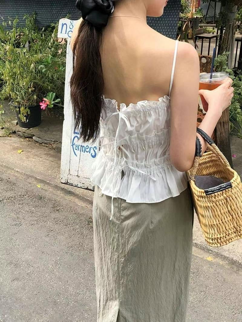 蝴蝶結細肩帶背心